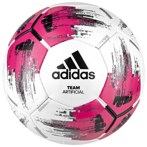 Piłka nożna adidas TEAM Artificial różowo-biała ręcznie szyta Piłka nożna adidas TEAM Artificial różowo-biała ręcznie szyta
