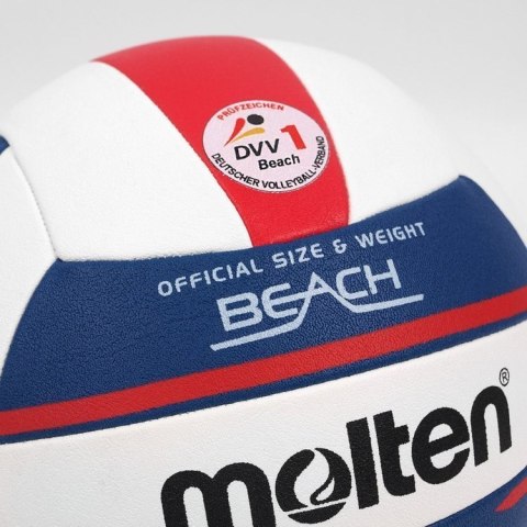 Piłka siatkowa plażowa meczowa Molten V5B5000 biało-granatowo-czerwona rozmiar 5 Piłka siatkowa plażowa meczowa Molten V5B5000 biało-granatowo-czerwona rozmiar 5