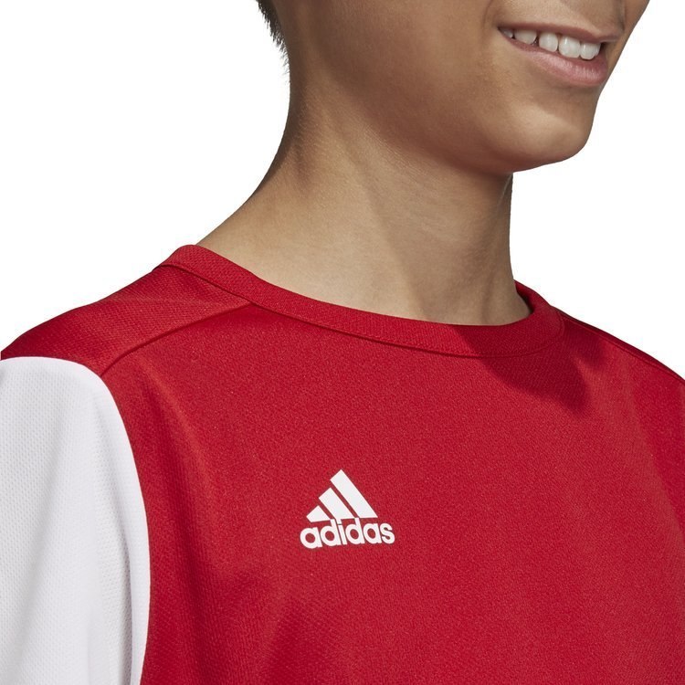 Koszulka dziecięca adidas Estro 19 czerwono-biała piłkarska, sportowa Koszulka dziecięca adidas Estro 19 czerwono-biała piłkarska, sportowa