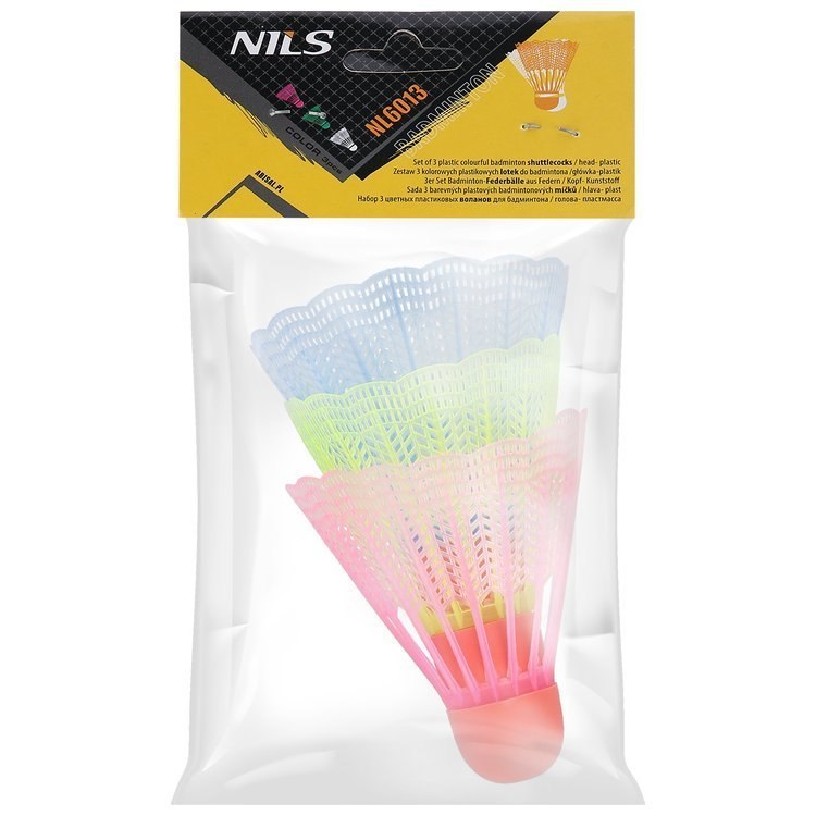 Lotki do badmintona nylonowe Nils 3szt kolorowe Lotki do badmintona nylonowe Nils 3szt kolorowe