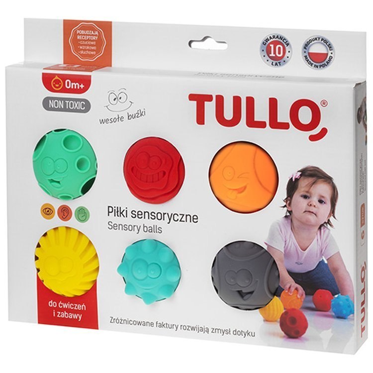 TULLO Sensoryczne Piłeczki wesołe buźki 6 szt kolorowe TULLO Sensoryczne Piłeczki wesołe buźki 6 szt kolorowe