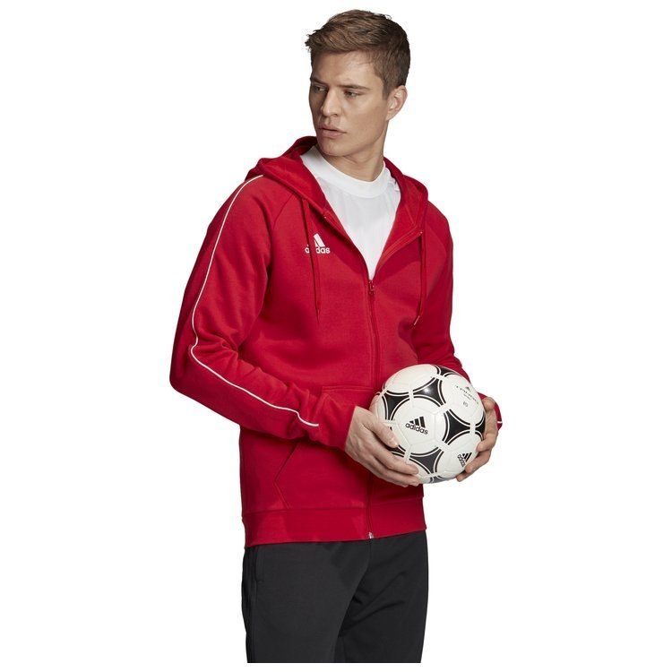Bluza męska adidas Core 18 Hoody rozpinana czerwona z kapturem