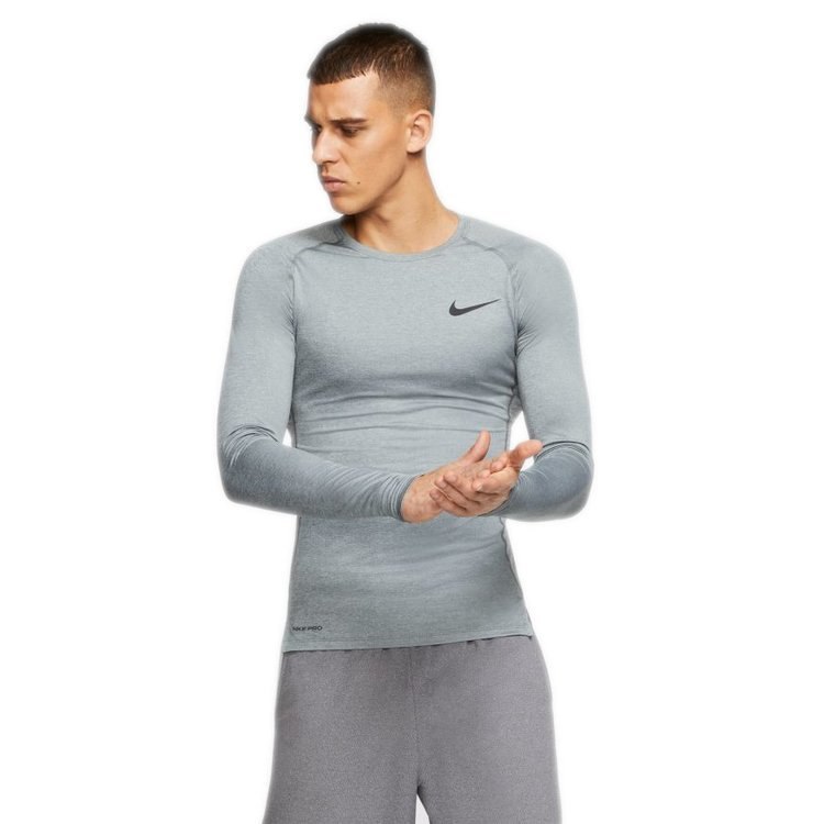 Koszulka z długim rękawem męska Nike Pro szara dopasowana