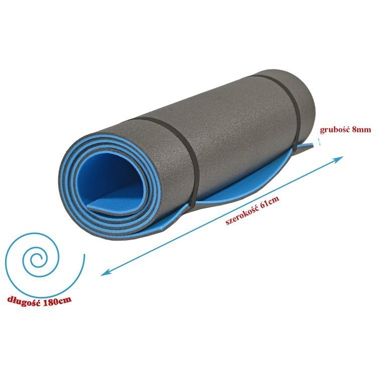 Mata do jogi dwuwarstwowa Eb Fit 1800x610x8mm niebiesko-szara Mata do jogi dwuwarstwowa Eb Fit 1800x610x8mm niebiesko-szara