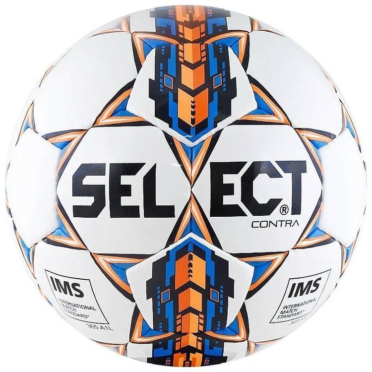 Piłka nożna Select CONTRA IMS biało-niebiesko-pomarańczowa rozmiar 5