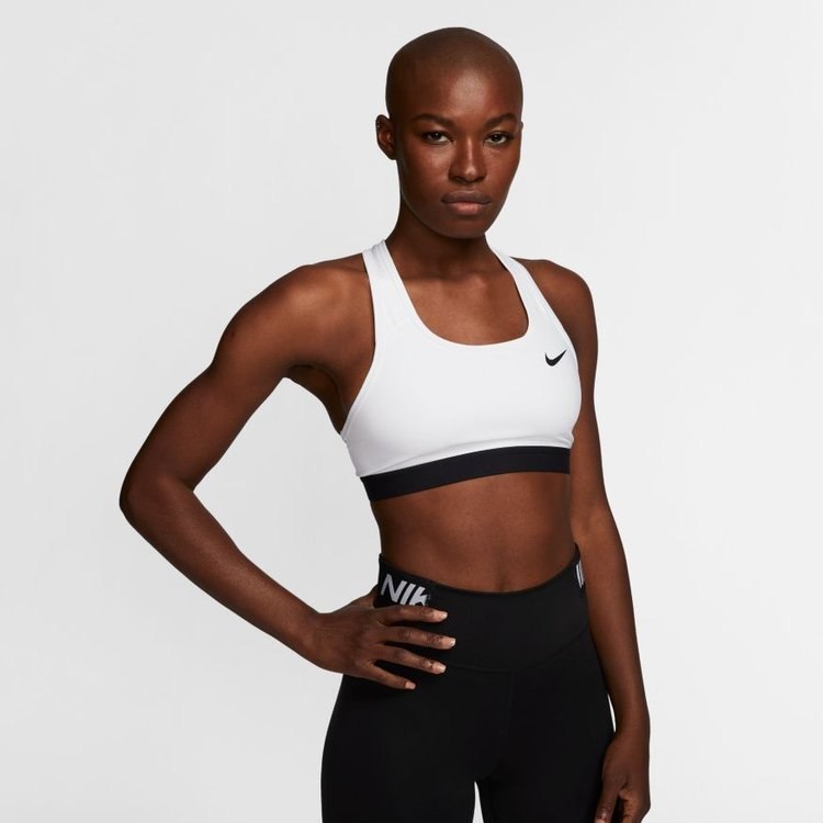 Stanik sportowy damski Nike Swoosh Band Bra Non Pad biały treningowy