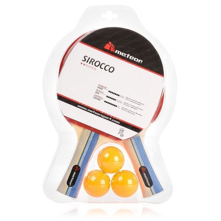 Zestaw do tenisa stołowego METEOR 2 RAKIETKI SIROCCO* + 3 PIŁECZKI Zestaw do tenisa stołowego METEOR 2 RAKIETKI SIROCCO* + 3 PIŁECZKI