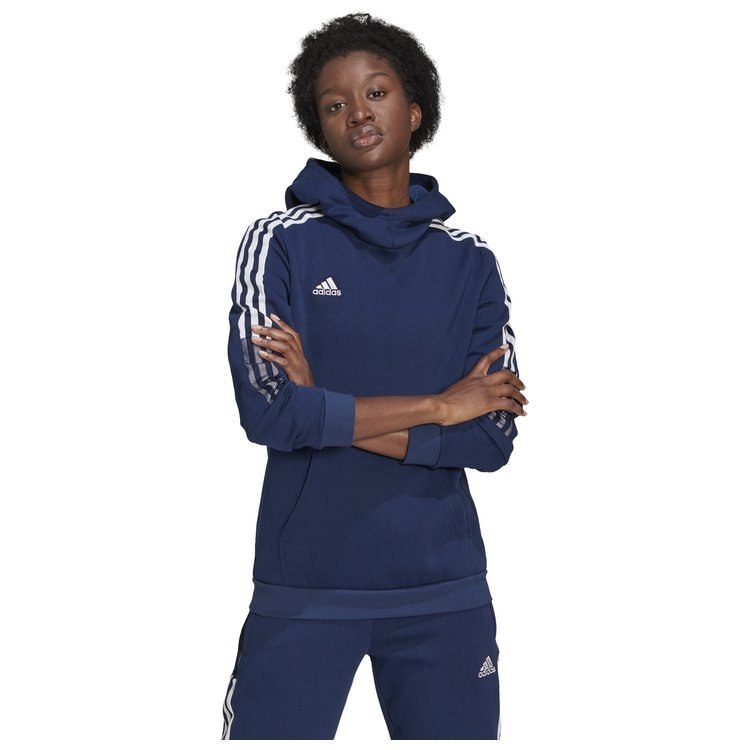 Bluza damska adidas Tiro 21 Sweat Hoodie granatowa z kapturem Bluza damska adidas Tiro 21 Sweat Hoodie granatowa z kapturem