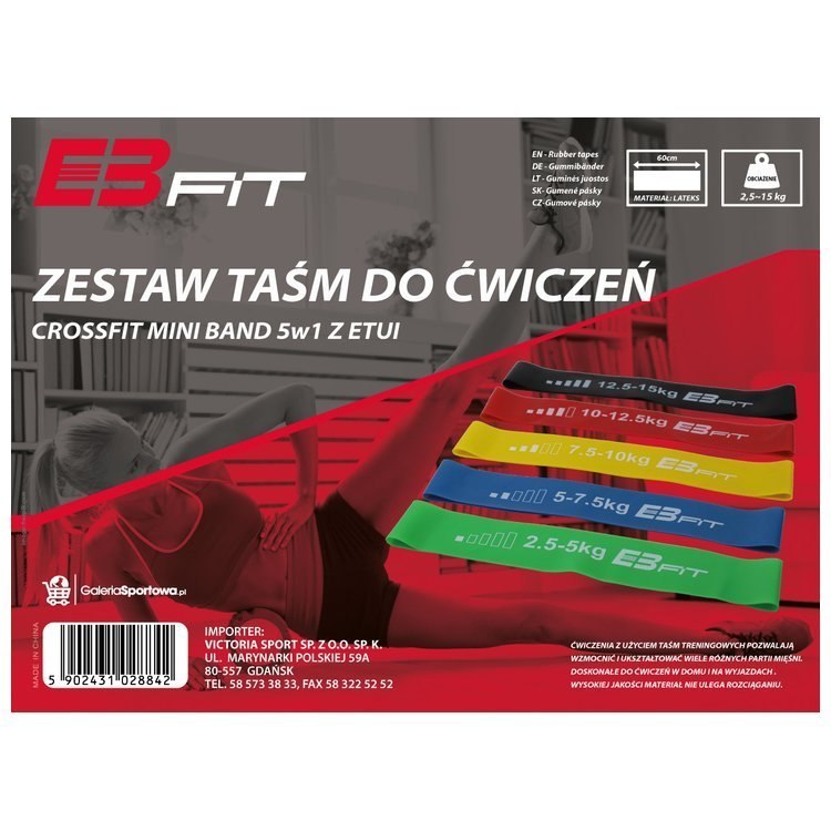 Zestaw gum fitness Mini Band Crossfit EB FIT 5 szt