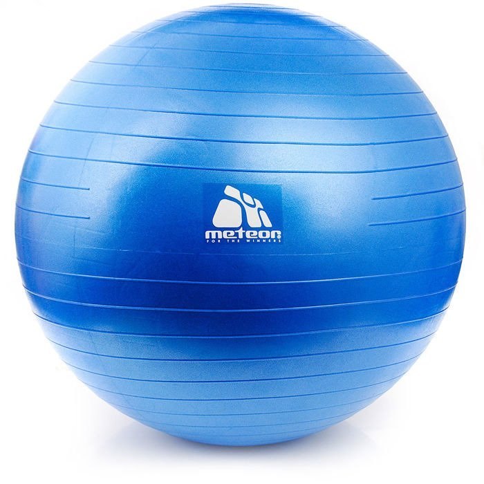 Piłka gimnastyczna fitness METEOR z pompką niebieska 65 cm