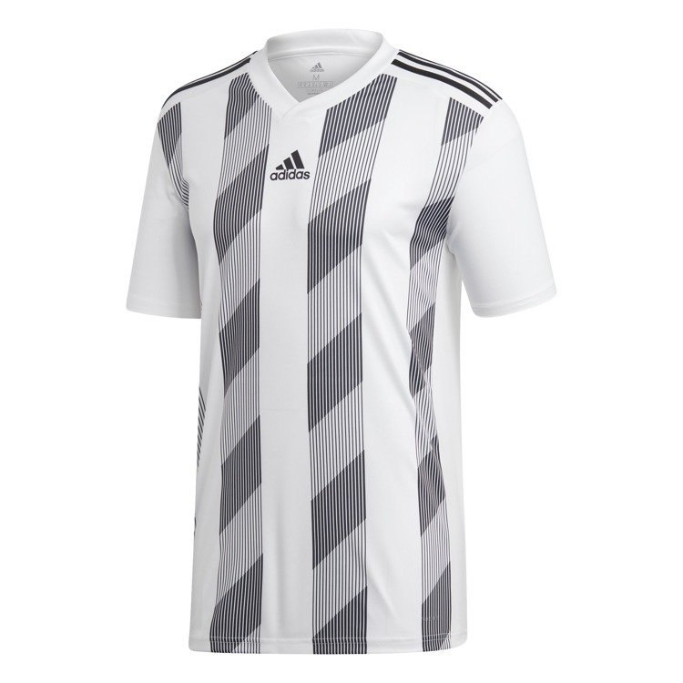 Koszulka męska adidas Striped 19 Jersey biało-czarna poliestrowa