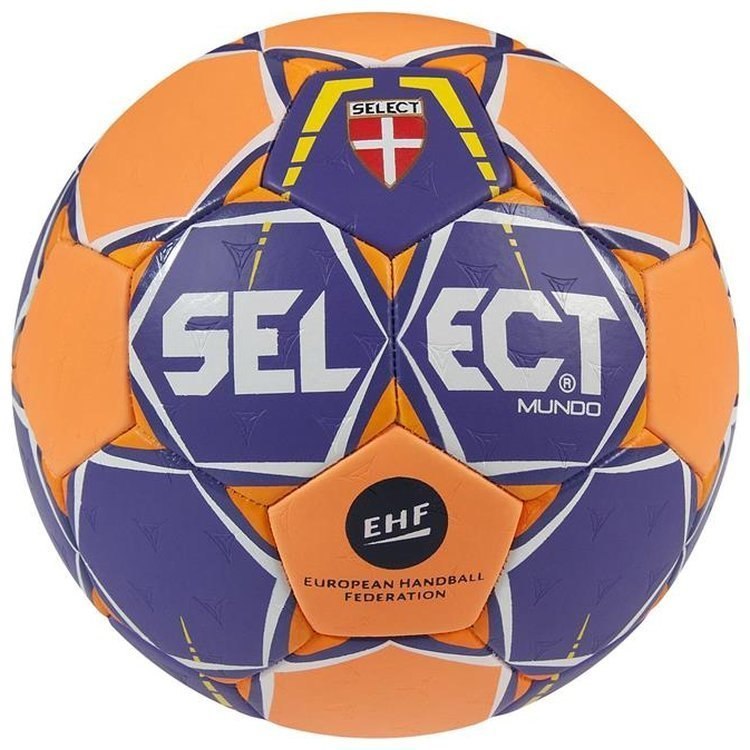 Piłka ręczna damska męska Select Mundo EHF pomarańczowo-fioletowa rozmiar 0