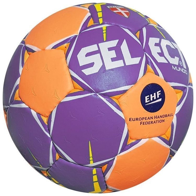 Piłka ręczna damska męska Select Mundo EHF pomarańczowo-fioletowa rozmiar 0