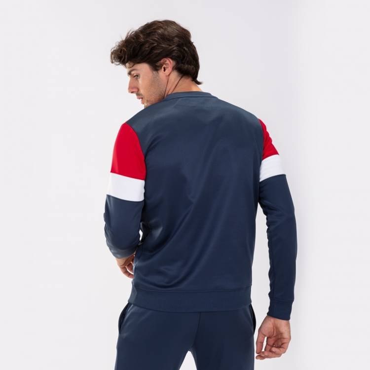 Bluza męska sportowa Joma Crew IV bez kaptura biało-granatowo-czerwona Bluza męska sportowa Joma Crew IV bez kaptura biało-granatowo-czerwona