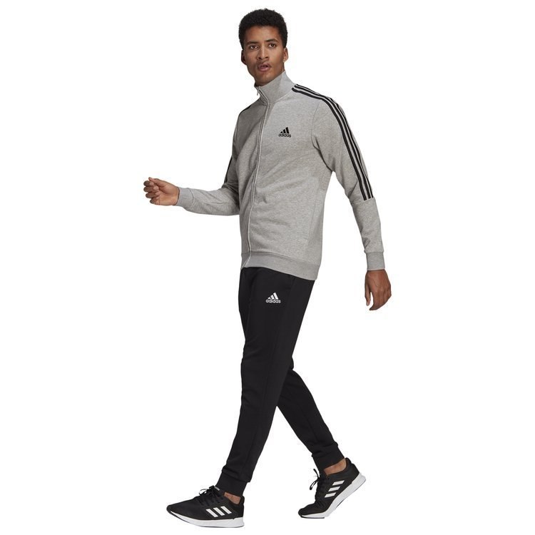Dres sportowy adidas Essenttials Tracksuit szaro czarny Dres sportowy adidas Essenttials Tracksuit szaro czarny