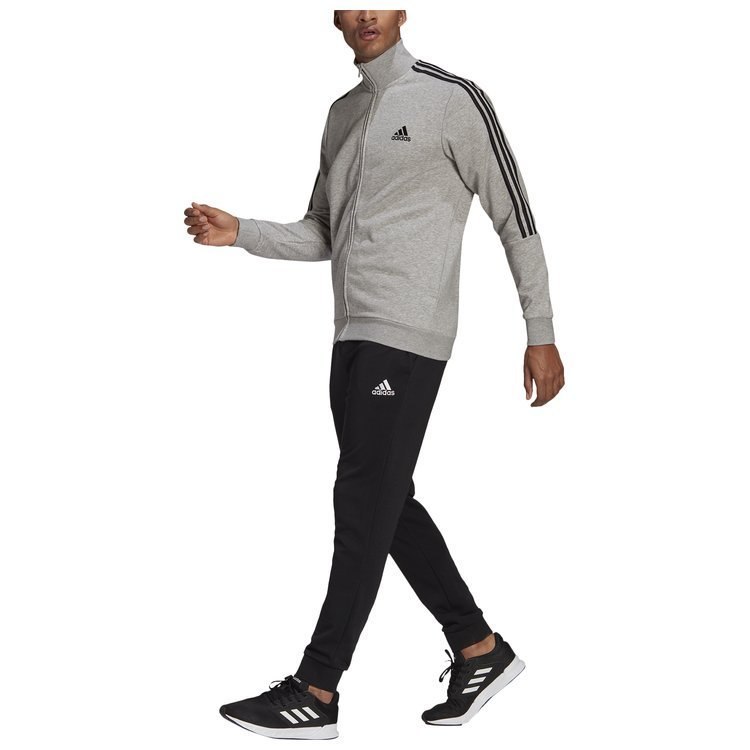 Dres sportowy adidas Essenttials Tracksuit szaro czarny Dres sportowy adidas Essenttials Tracksuit szaro czarny