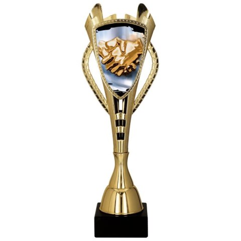 Puchar Tryumf 7243F plastikowy złoty Uścisk dłoni